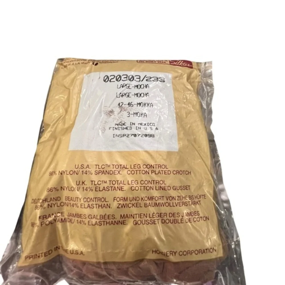 Silkies Nylon TLC Total Leg Control Pantyhose Large Mocha 2 Packs NIP‎ #020303